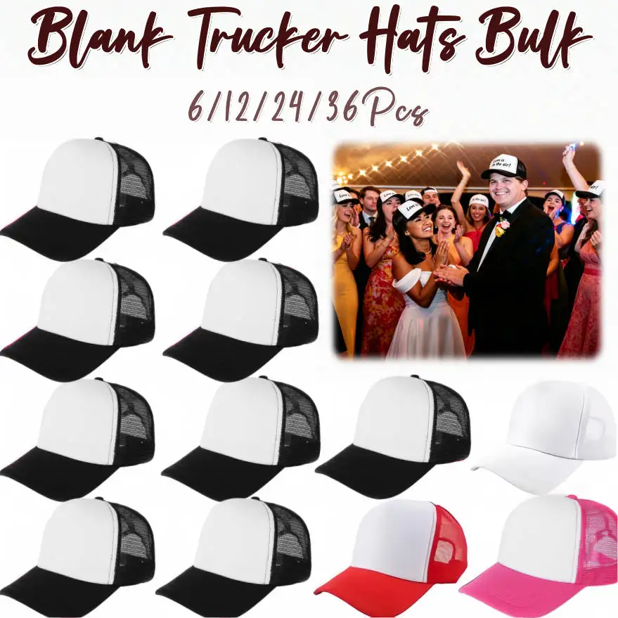 Trucker Cap Mesh - 6-36Pcs Blank Trucker Hats Bulk DIY