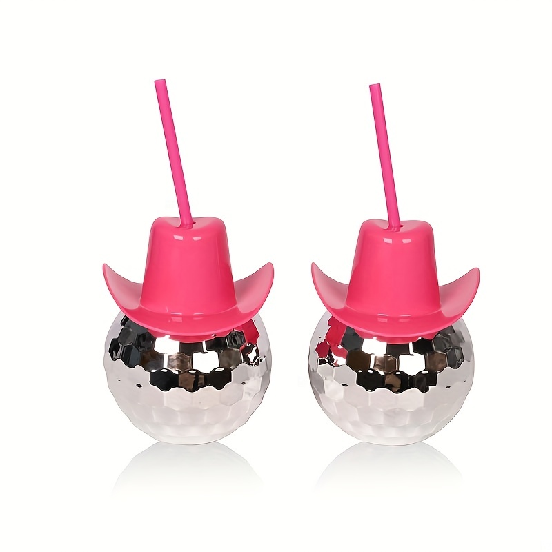 Cowboy Hat Straw - Disco Ball Cowboy Hat Tumbler with