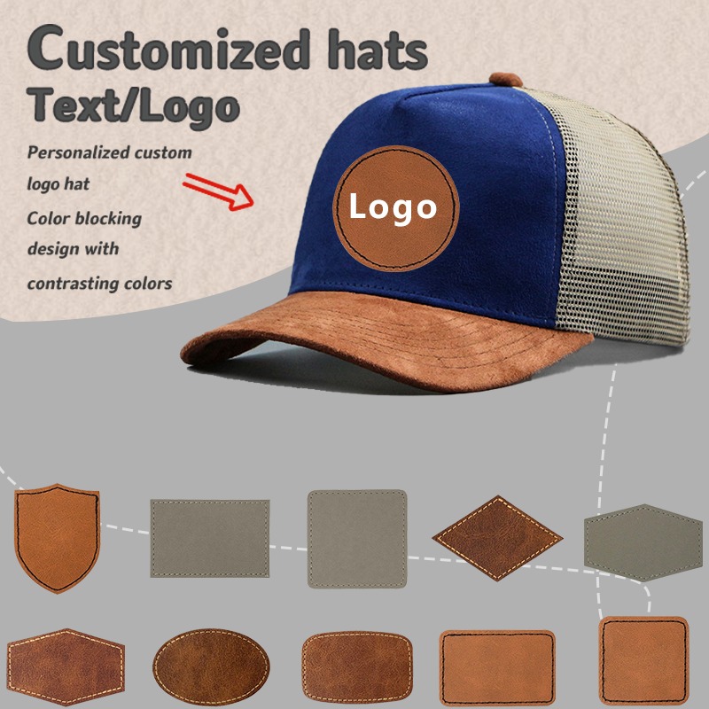 Baseball Cap Structured - Leather Label Custom Logo Five-panel Suede