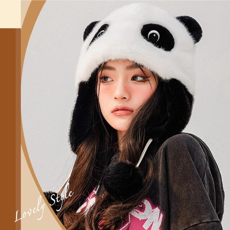 Trapper Hat Ear Flap - Panda Ear Hat Panda Earflap Hat