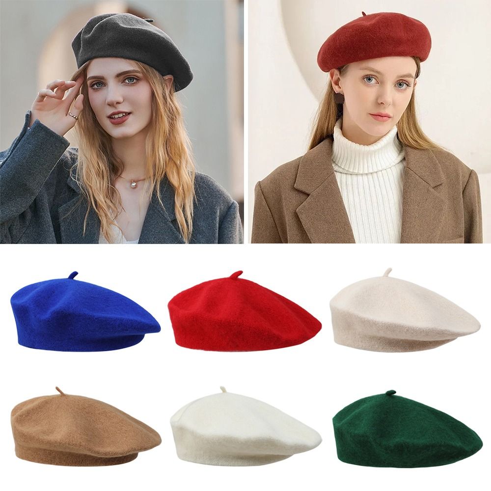 Beret French Wool - Solid Color Elegant Lady All Matched