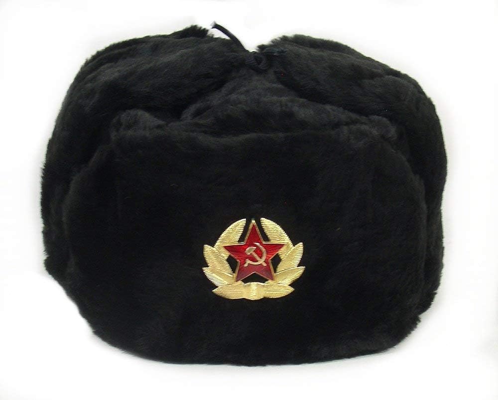 Winter Trapper Hat - Russian Hat Soviet Army Military Badge