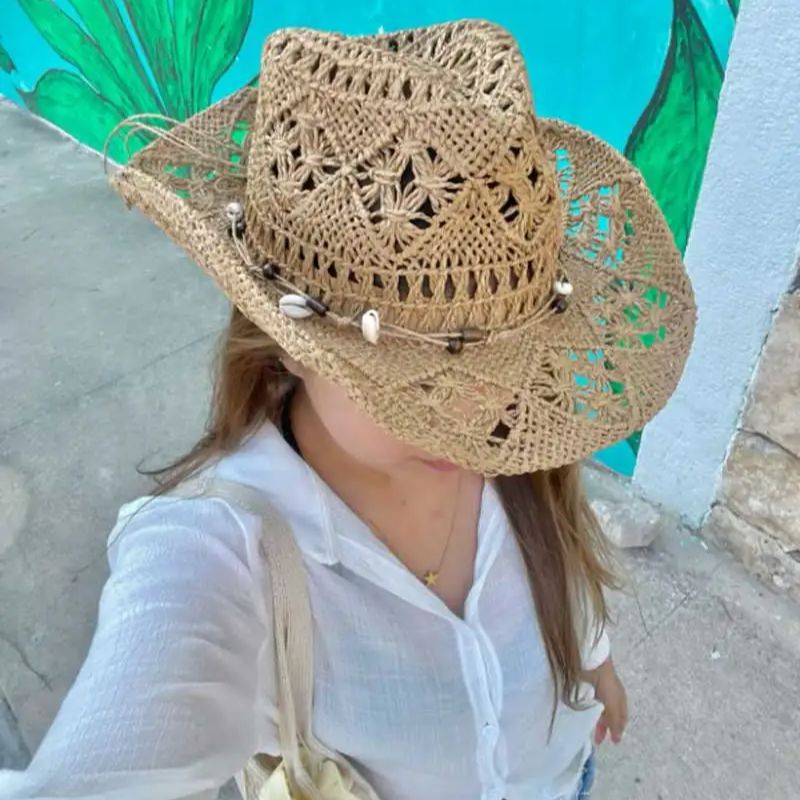 Cowboy Hat Straw - Summer Straw Hat Beach Women Men