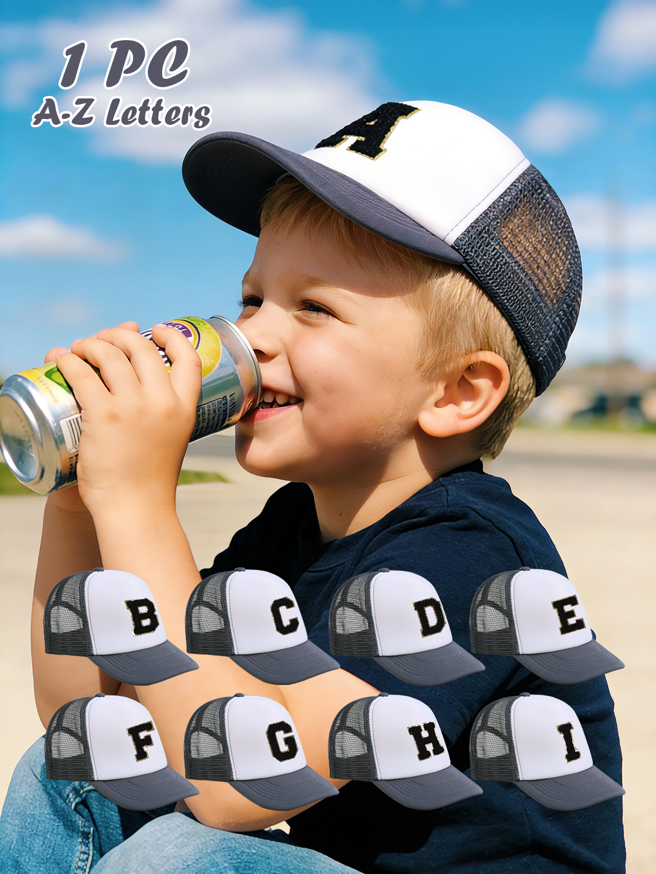Visor Sun Hat - 1pc Gray Hat With 26-Letter Pattern,
