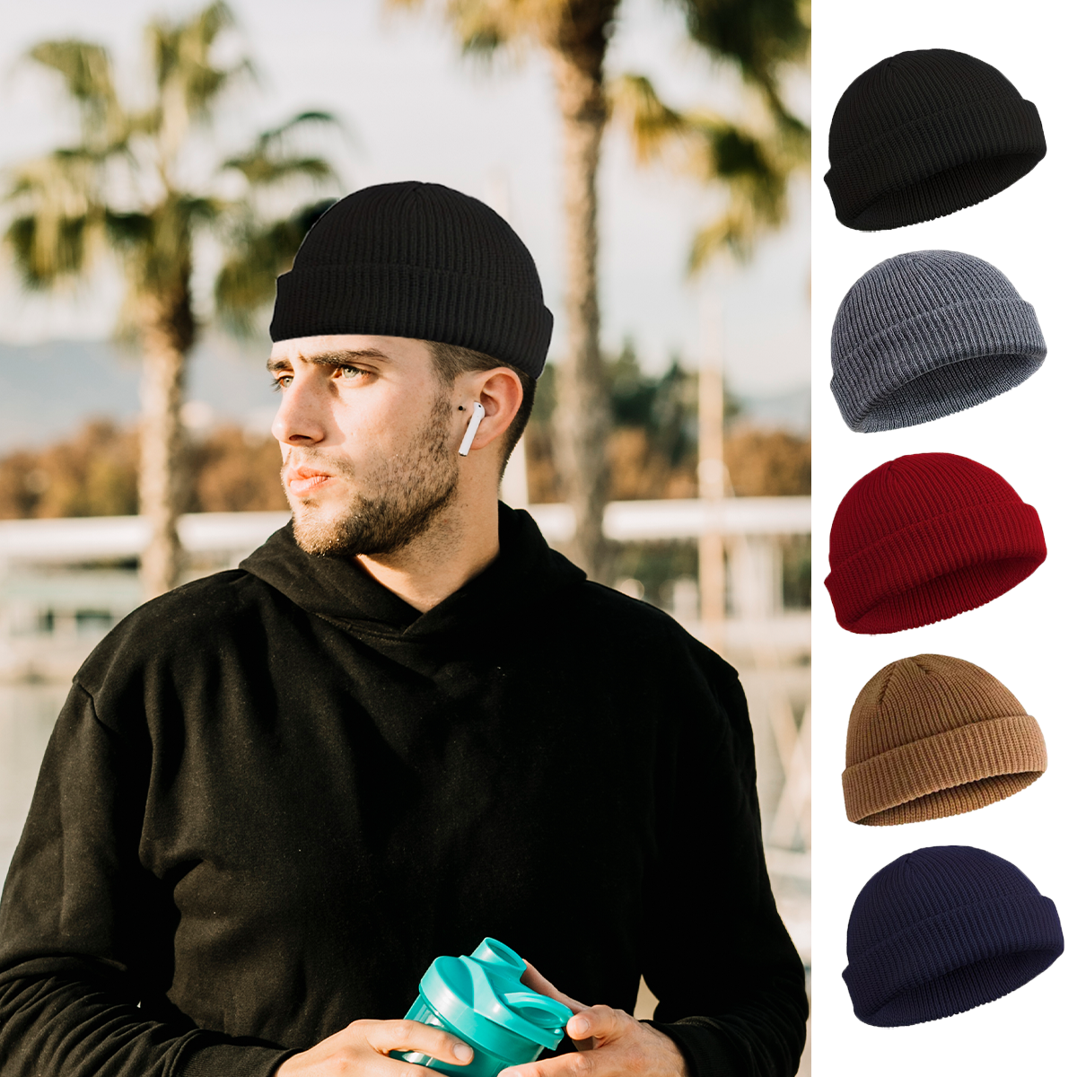 Beanie Cuffed Knit - Winter Knitted Hat Warm Outdoor Sport