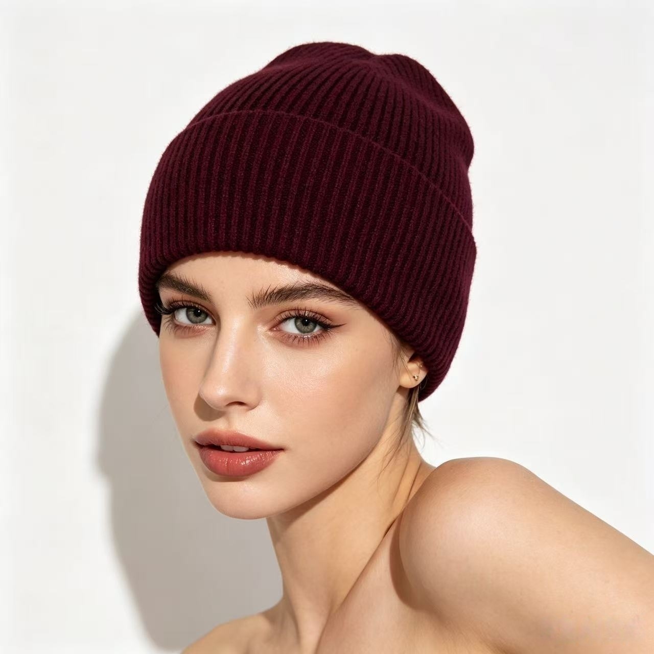 Navy Blue Ribbed Knit Thermal  - огляд і ціна Beanie Cuffed Knit