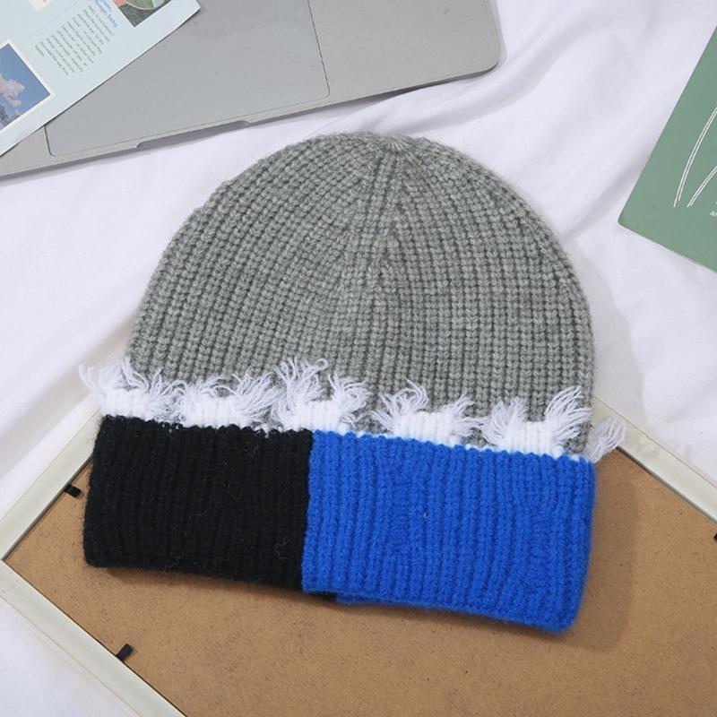 Korean Version Color Matching  - огляд і ціна Beanie Cuffed Knit