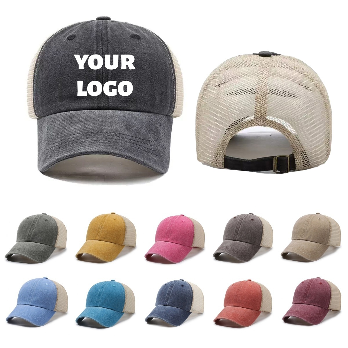 Custom Logo Washed Mesh Cap Br - огляд і ціна Visor Sun Hat