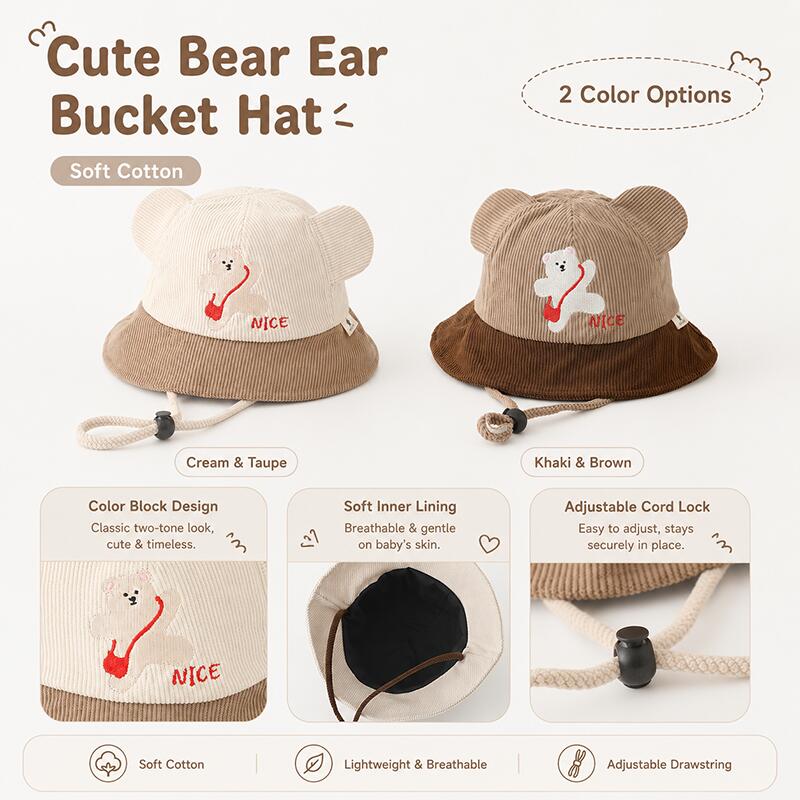 Kids Bear Ear Bucket Hat Soft  - огляд і ціна Bucket Hat Cotton