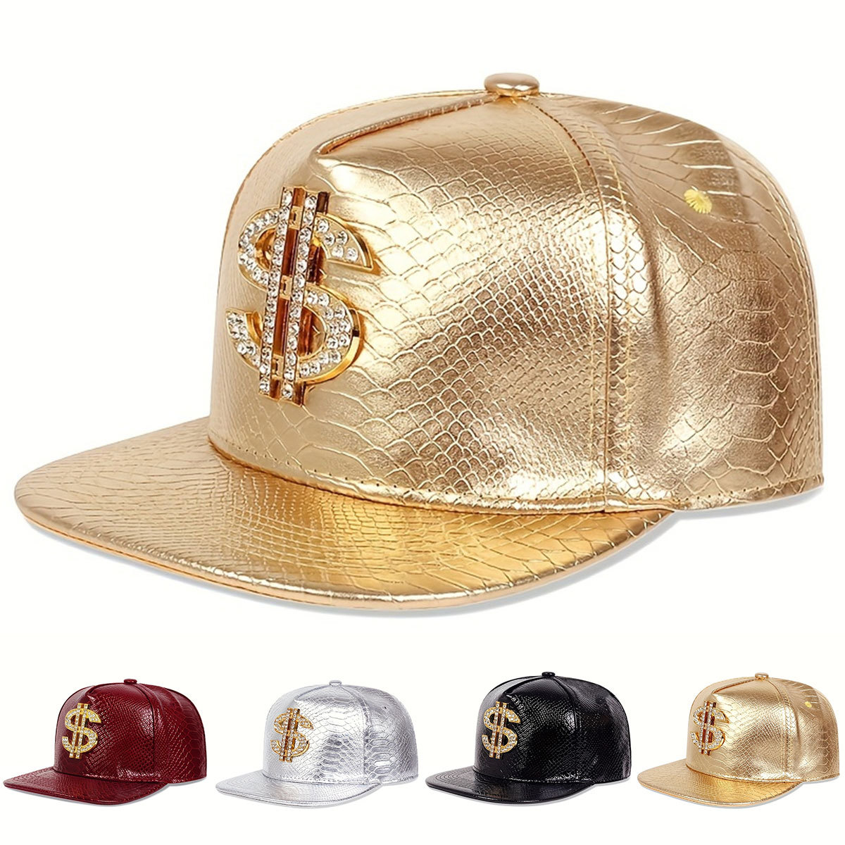 Leather Metallic Dollar Sign B - огляд і ціна Snapback Hat Flat