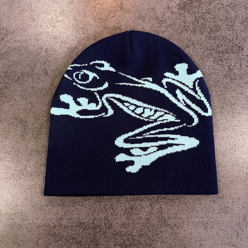 Tree Frog Print Beanie Men Wom - огляд і ціна Beanie Cuffed Knit