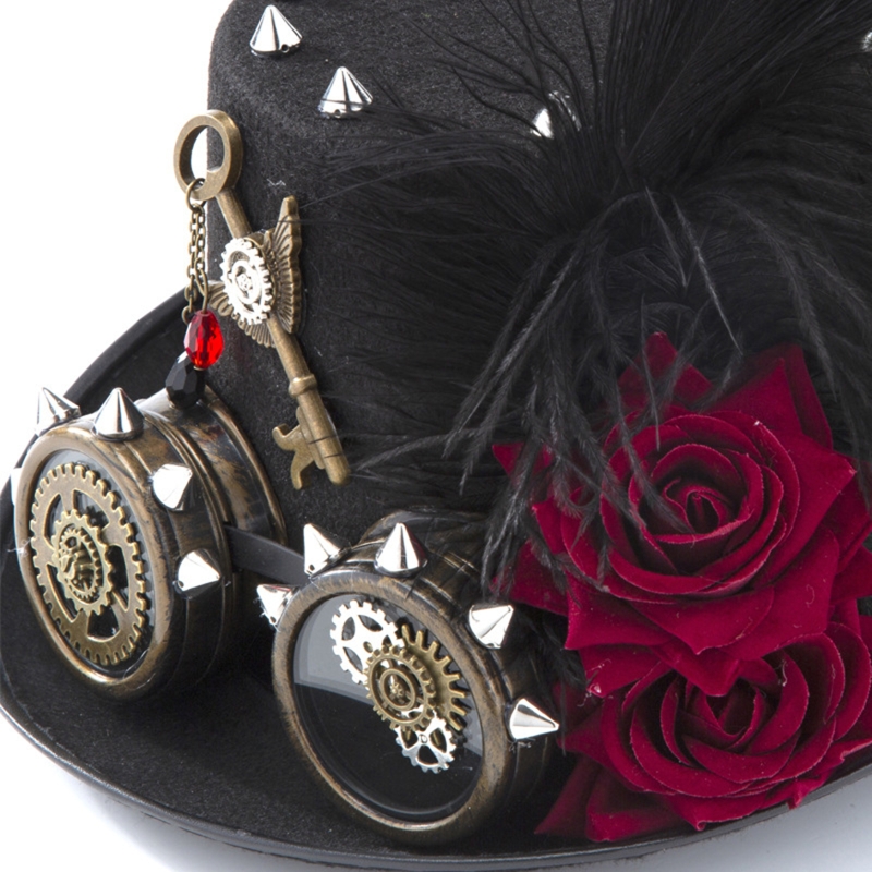 Y166 Vintage Steampunk Hat Top - огляд і ціна Fedora Hat Wool