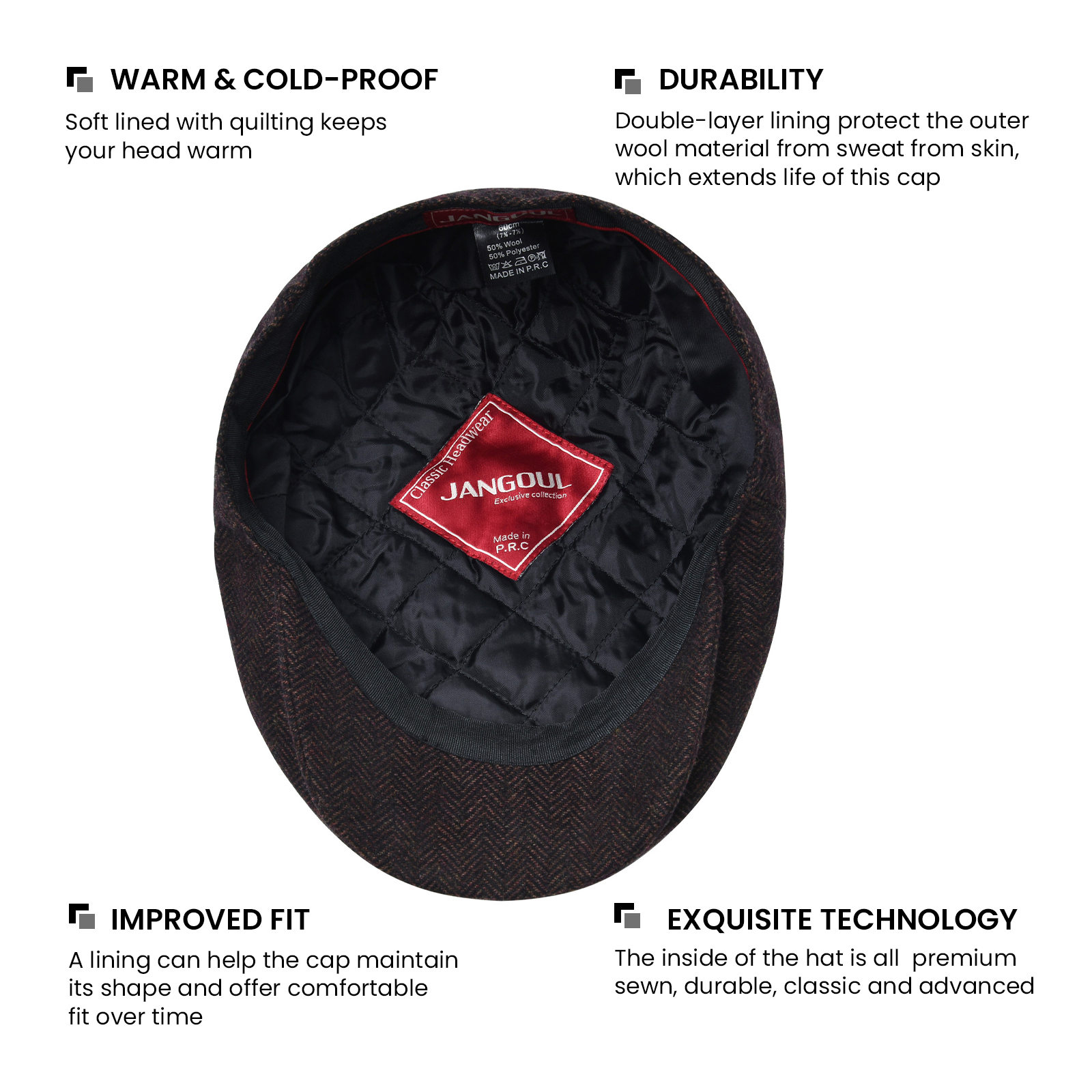 JANGOUL Herringbone Flat Ivy N - огляд і ціна Newsboy Cap Ivy