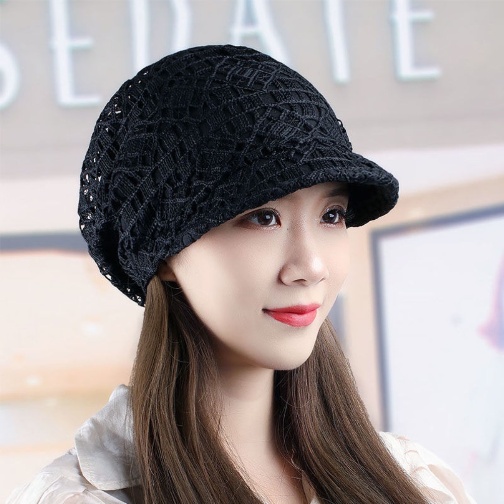 Hollow Out Flower Beanie Cap B - огляд і ціна Baseball Cap Structured